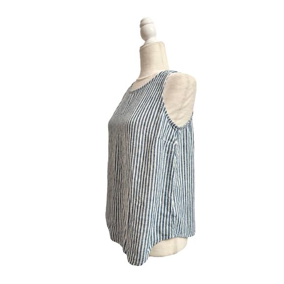 Universal Thread Women Blue and White Stripe Linen Sleeveless Tunic Top Size MED - Picture 5 of 9